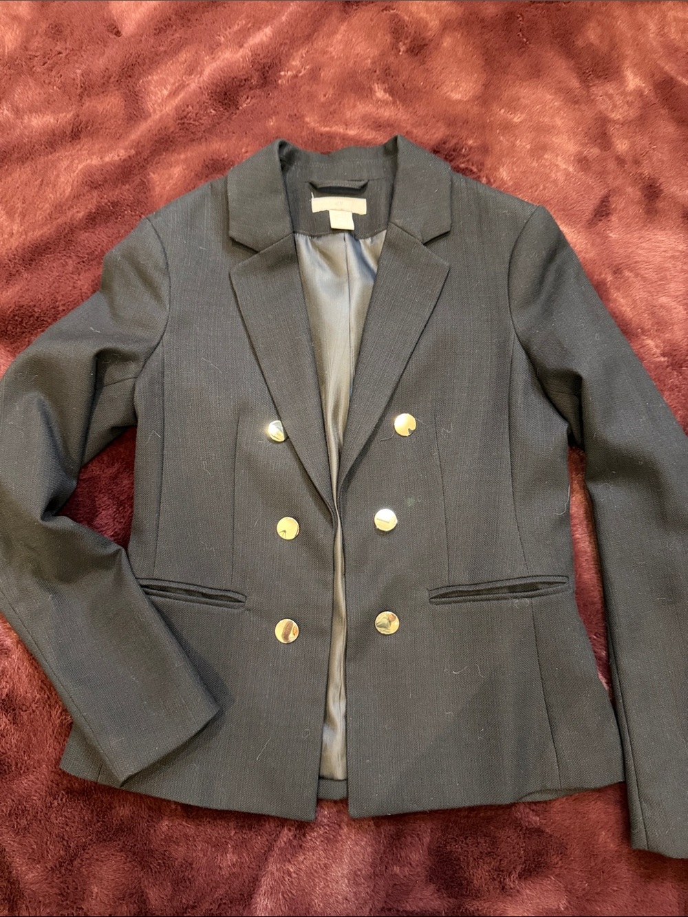 H&M Black Double-Breasted Blazer with Gold Buttons